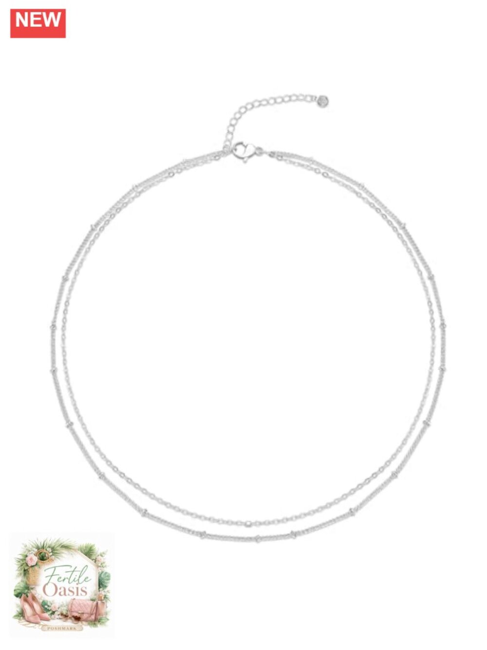 Dainty Layered Silver Plated Brass Choker Necklace with Satellite Beads and